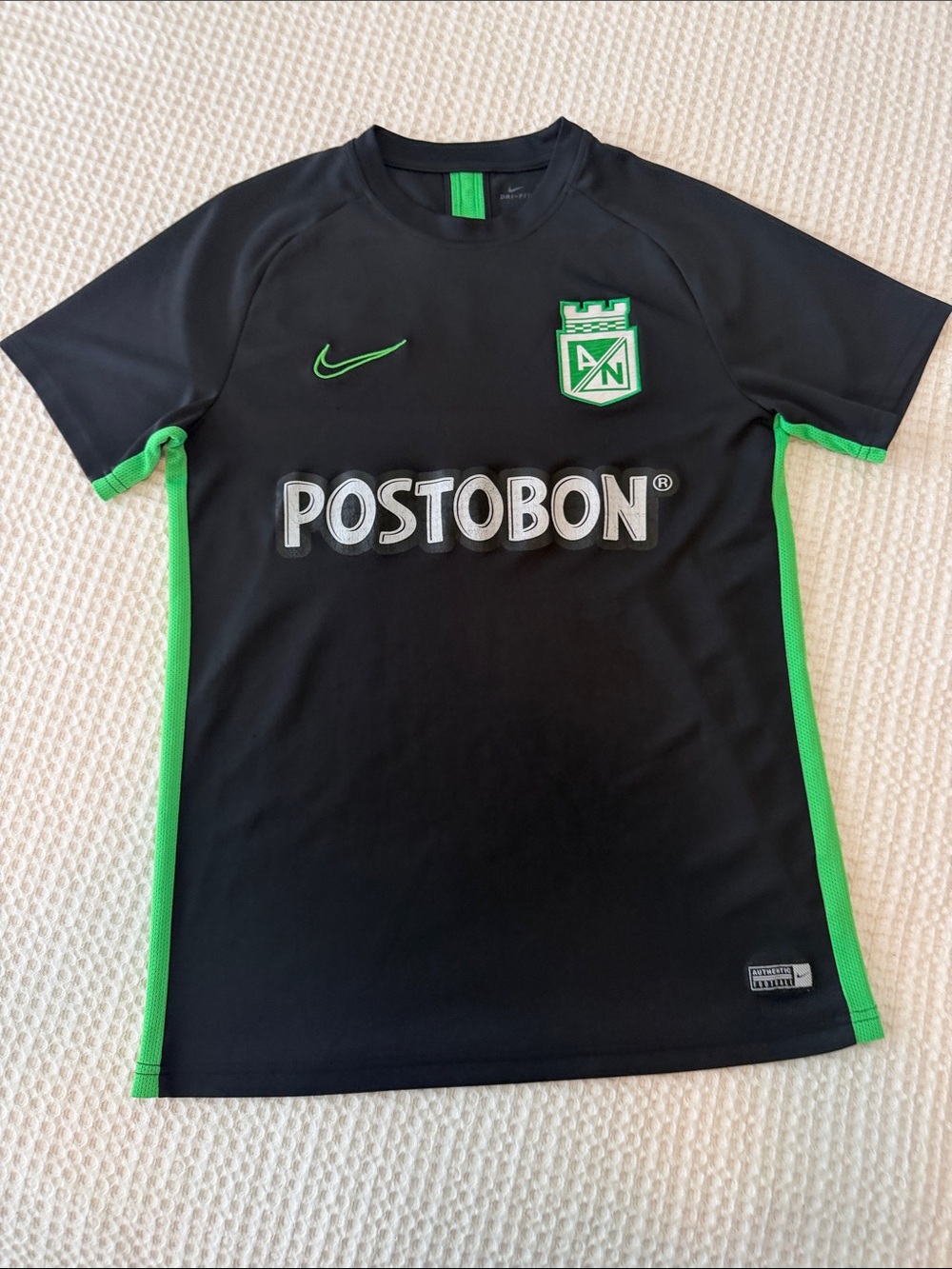 Nike Black and Green Football Jersey with Crest